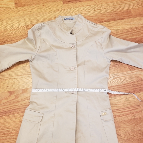Folded & Hung Beige Button Up Trench Coat - Picture 8 of 13